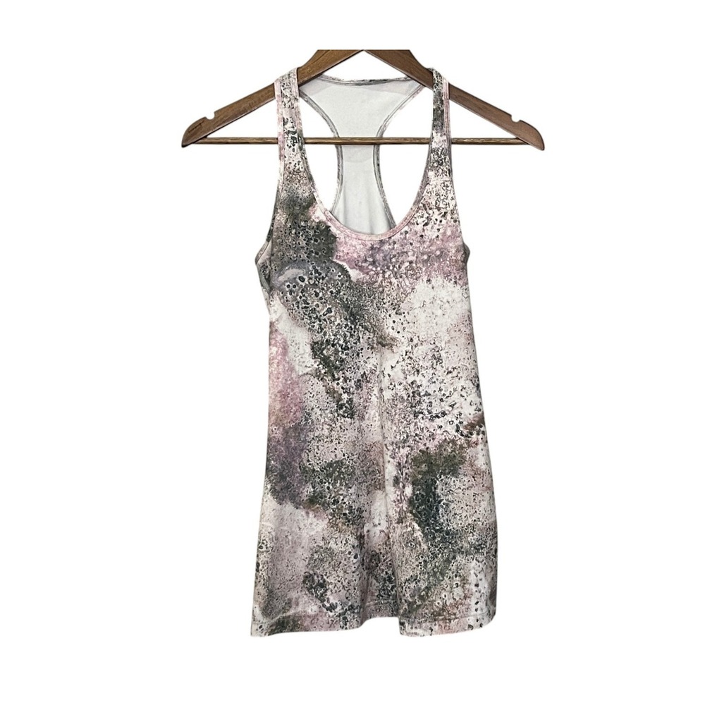Lululemon Womens Tank Racerback Pink Grey Marbled Lightweight Athletic Size 6